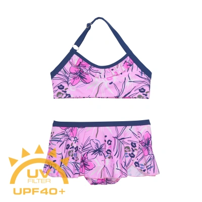 COLOR KIDS-Bikini W. Skirt - AOP, begonia pink Růžová 152