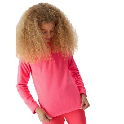 4F JUNIOR-FLEECE UNDERWEAR-JAW23UFLEF033-55S-HOT PINK Růžová 122/128