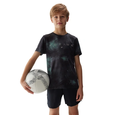 4F JUNIOR-TSHIRT FNK-4FJWSS24TFTSM694-41A-GREEN ALLOVER Zelená 158/164